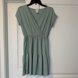Sage Green Tiered Wrap Dress
